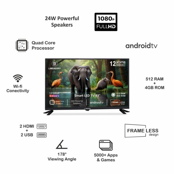 LIMEBERRY 108 cm (43 Inch) FHD Smart Android LED TV (SP431CN6) - Image 2