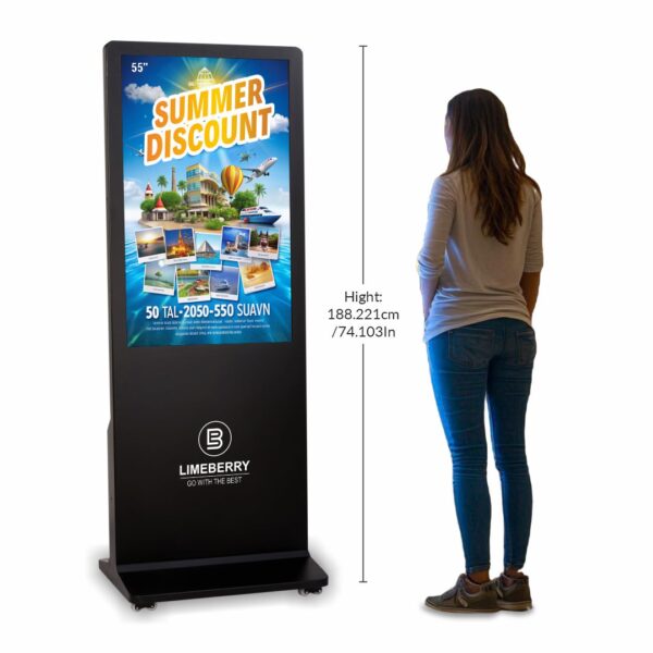 55 Inch Indoor Digital Standee Half Glass I-Shape 4K Ultra HD Resolution Screens Led Display (SP551-IUH)