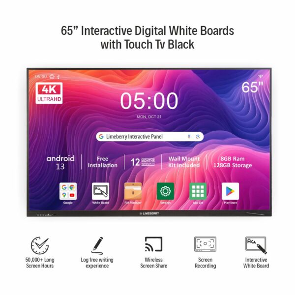 LIMEBERRY 165 cm (65 inch) Interactive Digital White Boards with Touch Tv Black (SP-IWB-982065)