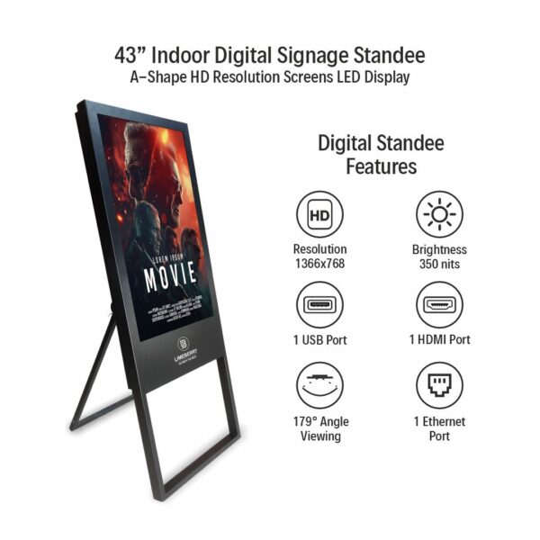 43 Inch Indoor Digital Signage Standee A-Shape Full HD Resolution Screens Led Display (LB431-AU) - Image 2