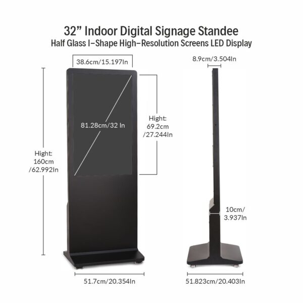 32 Inch Indoor Digital Standee Half Glass I-Shape High-Resolution Screens Led Display (SP321-IUH) - Image 3