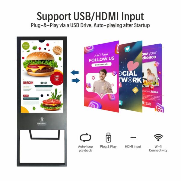 32 Inch Indoor Digital Signage Standee A-Shape HD Resolution Screens Led Display (LB321-AU) - Image 4