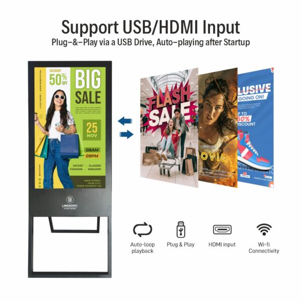 43 Inch Indoor Digital Signage Standee A-Shape Full HD Resolution Screens Led Display (LB431-AU) - Image 4