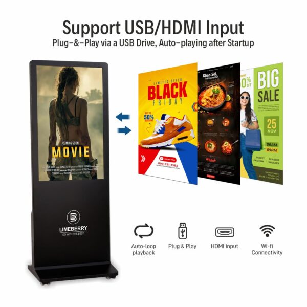 32 Inch Indoor Digital Standee Half Glass I-Shape High-Resolution Screens Led Display (SP321-IUH) - Image 4