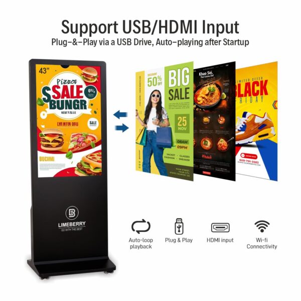 43 Inch Indoor Digital Standee Half Glass I-Shape High-Resolution Screens Led Display (SP431-IUH) - Image 4