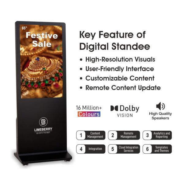 65 Inch Indoor Digital Signage Standee Half Glass I-Shape 4K Ultra HD Resolution Screens Led Display (SP651-IUH) - Image 8