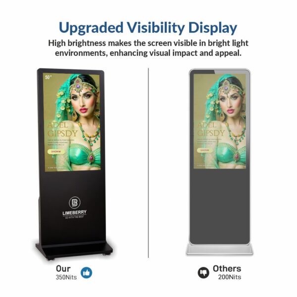 50 Inch Indoor Digital Signage Standee Half Glass I-Shape 4K Ultra HD Resolution Screens Led Display (SP501-IUH) - Image 9