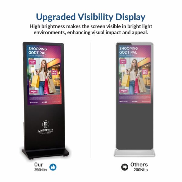 65 Inch Indoor Digital Signage Standee Half Glass I-Shape 4K Ultra HD Resolution Screens Led Display (SP651-IUH) - Image 9