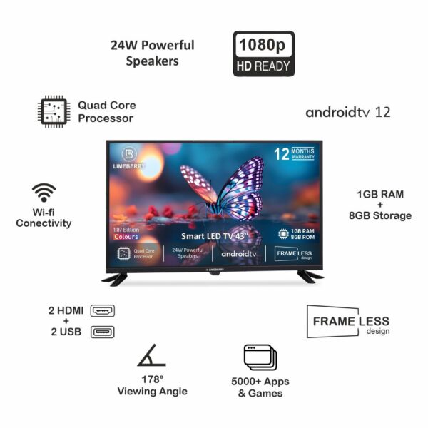 LIMEBERRY 108 cm (43 Inch) FHD Smart Android LED TV (LB431CNA12) - Image 2