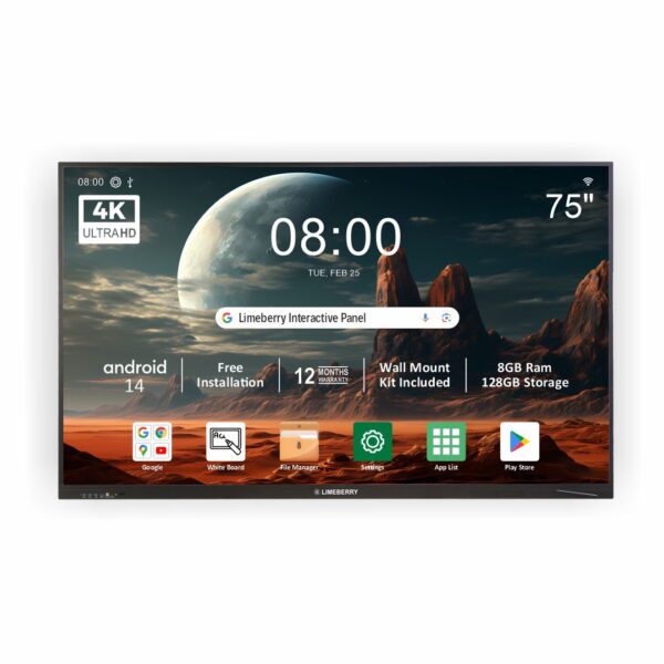 LIMEBERRY Interactive Touch Monitor 190 cm (75 inch) Ultimate Smart Board for Classrooms, Offices, and Collaborative Workspaces (SP-IWB-982075)